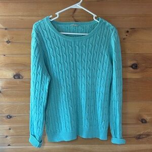 Talbots Turquoise Cable-Knit Scoop Neck Sweater